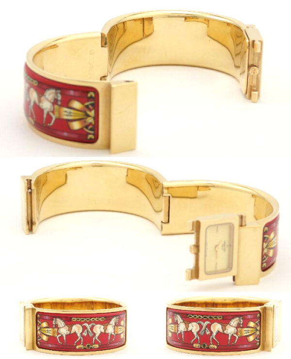 エルメス　HERMES　ロケ　L01.201 七宝焼き バングルウォッチ - 画像 (9)