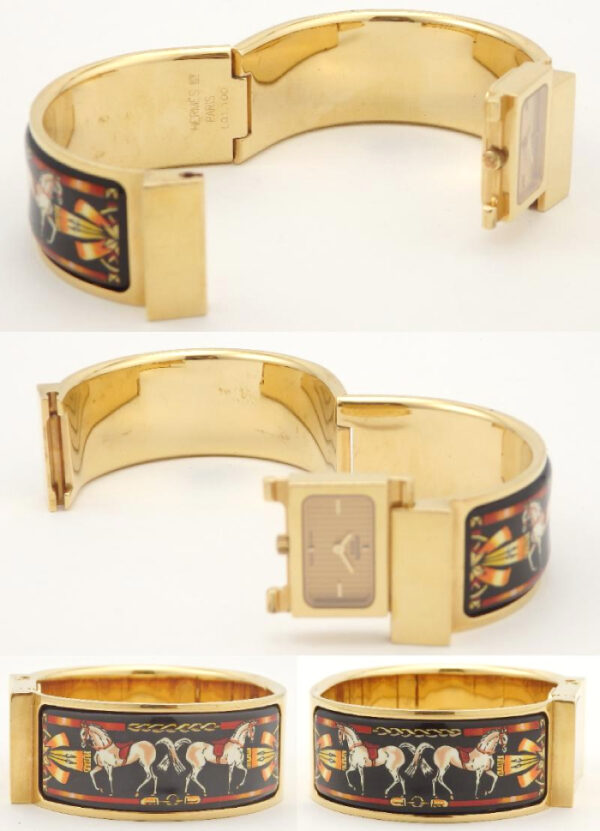 エルメス　HERMES　ロケ　L01.201 七宝焼き バングルウォッチ - 画像 (9)