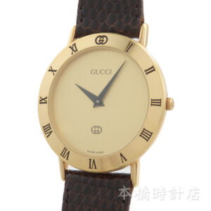 GUCCI　3000M　ラウンド　ゴールド文字盤